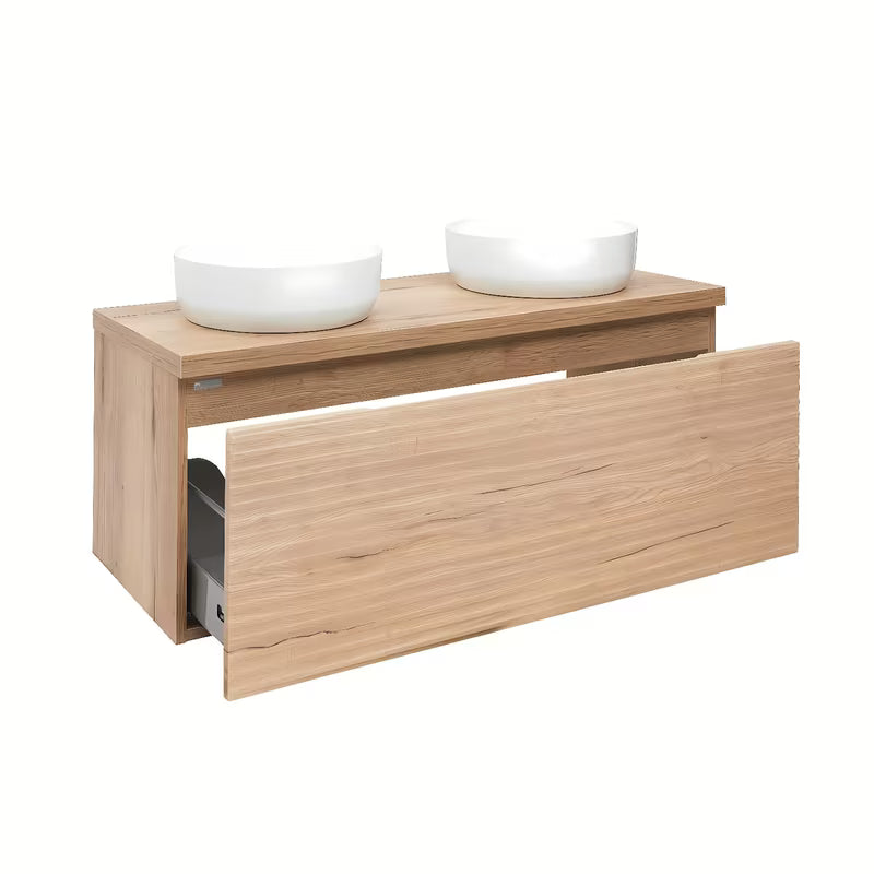 Viseća kupaonski ormarić Naturel Savona u dekoru hrasta s pokrovnom pločom i mat površinom