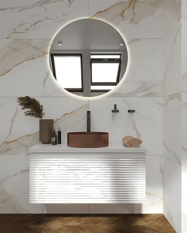 Viseća ormarić ispod umivaonika Naturel Savona u bijelom sjaju s glodanim dizajnom