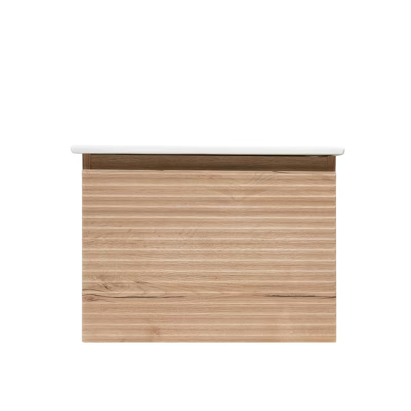 Viseća kupaonski ormarić s keramičkim umivaonikom Naturel Savona u dekoru hrast halifax mat