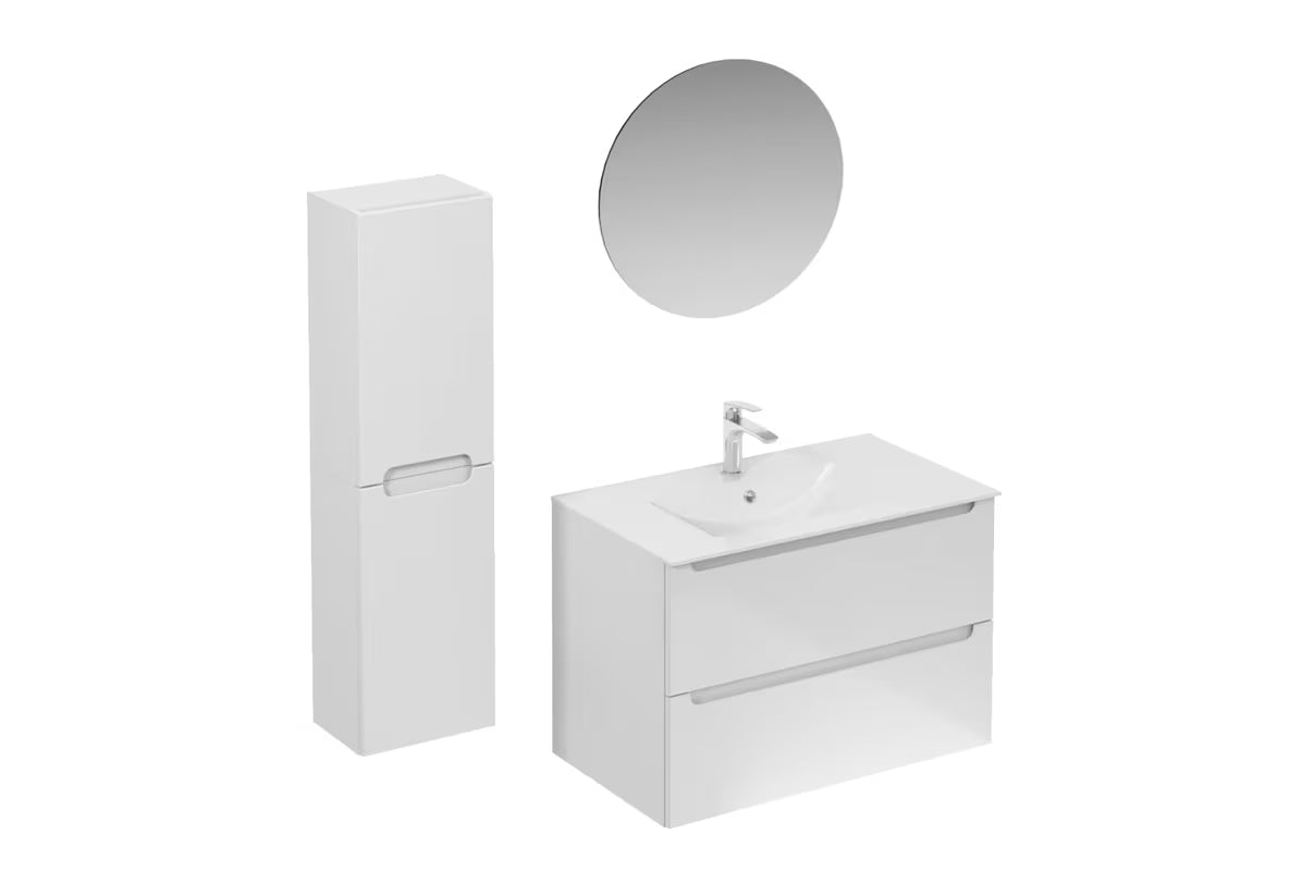 Kupaonski set Naturel Stilla u bijelom sjaju s umivaonikom i ogledalom s LED osvjetljenjem