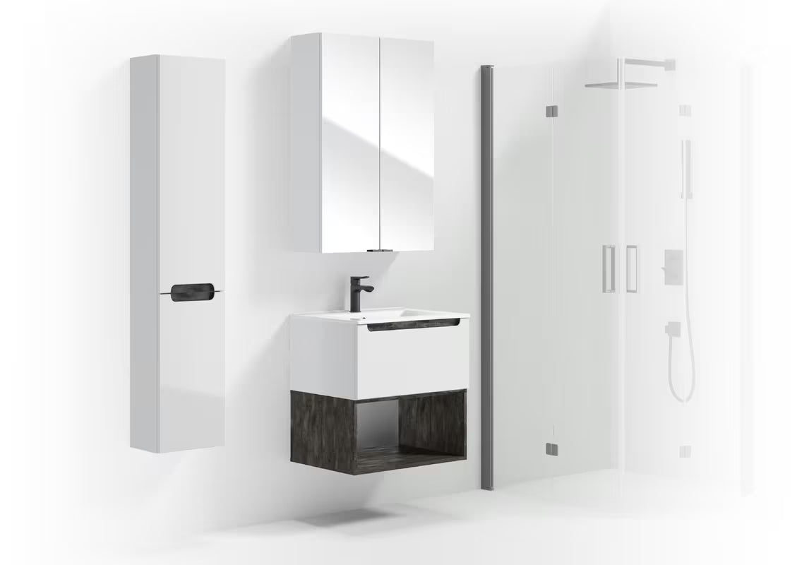 Bijeli viseća kupaonski ormarić Naturel Stilla 80x30x45 cm s jednom ladicom