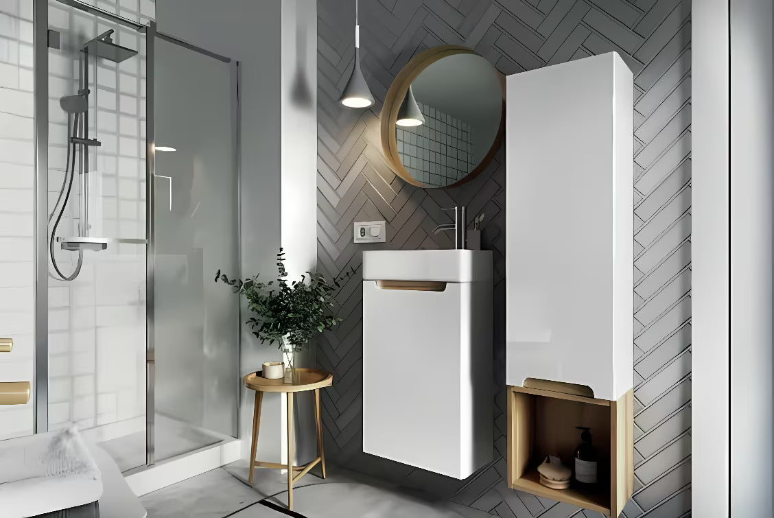 Smeđi viseći policni kutija Naturel Stilla za kupaonicu dimenzija 30x30x20 cm