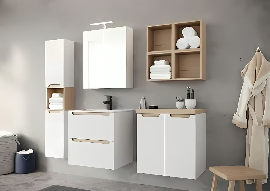 Smeđi viseći policni kutija Naturel Stilla za kupaonicu dimenzija 30x30x20 cm