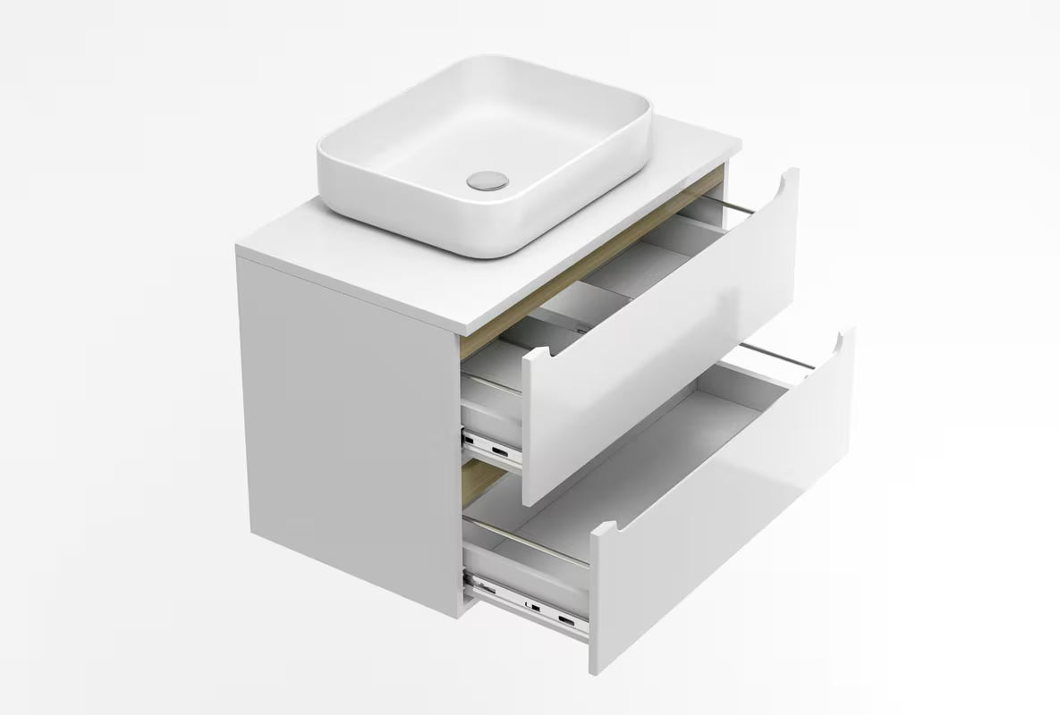 Bijeli viseća ormarić ispod umivaonika Naturel Stilla s dvije ladice 80x60x45 cm