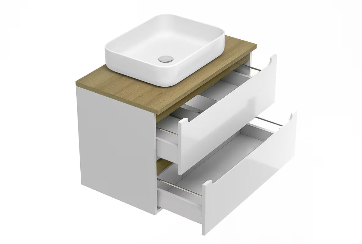 Viseća kupaonski ormarić ispod umivaonika Naturel Stilla 80x60x45 cm u bijeloj boji s dvije ladice