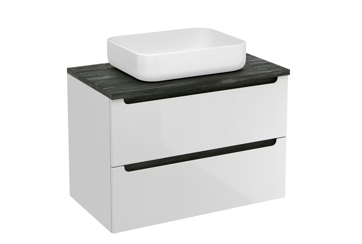 Viseća ormarić ispod umivaonika Naturel Stilla 80x60x45 cm u bijeloj boji s dvije ladice