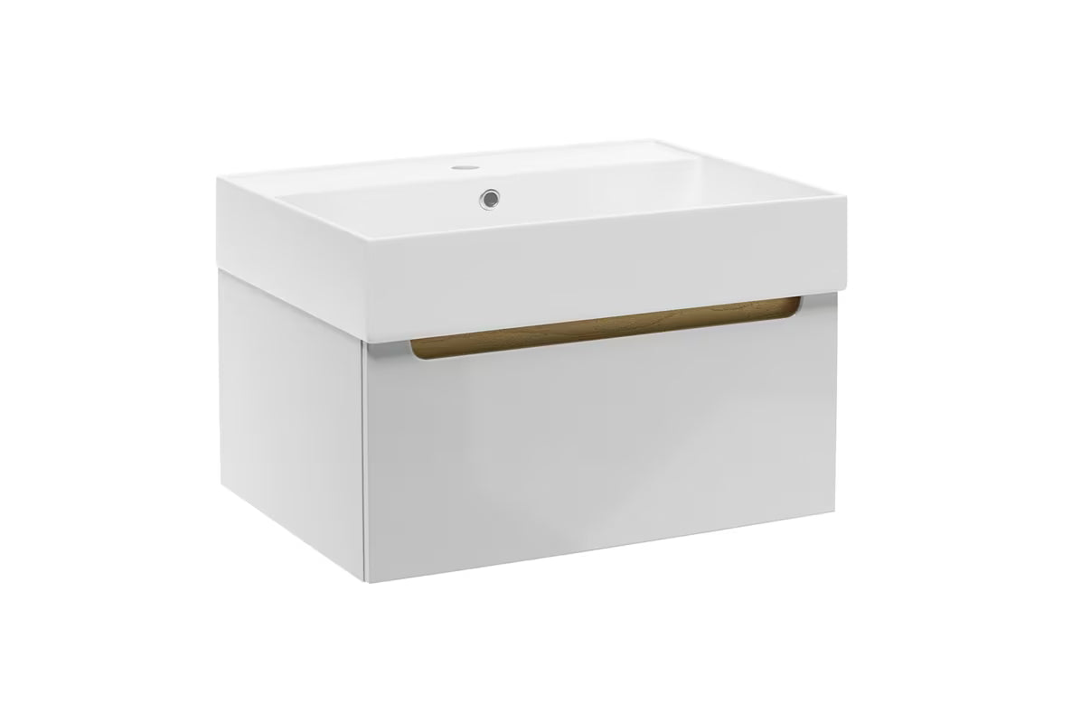 Viseća kupaonski ormarić Naturel Stilla s umivaonikom u bijeloj boji, 60x45x30 cm