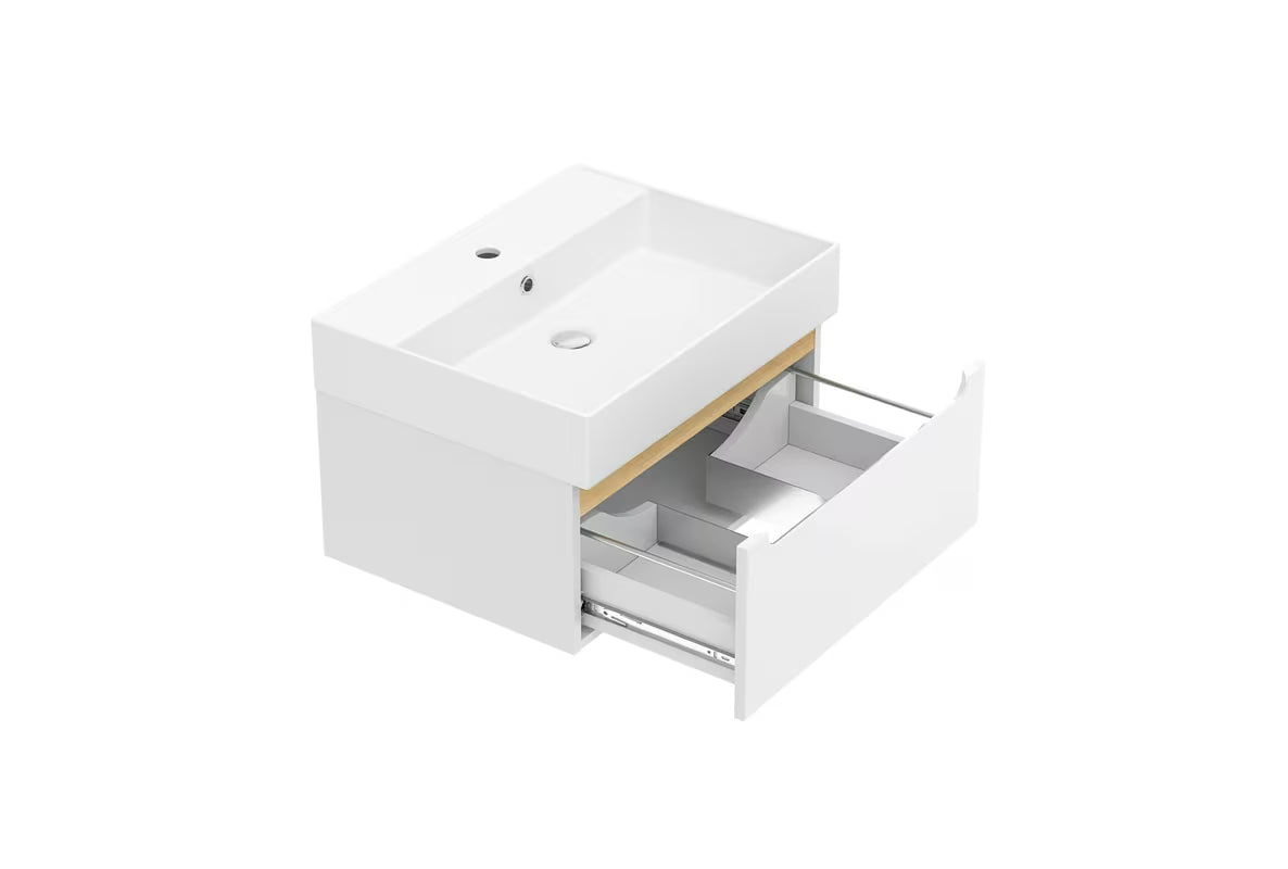 Viseća kupaonski ormarić Naturel Stilla s umivaonikom u bijeloj boji, 60x45x30 cm