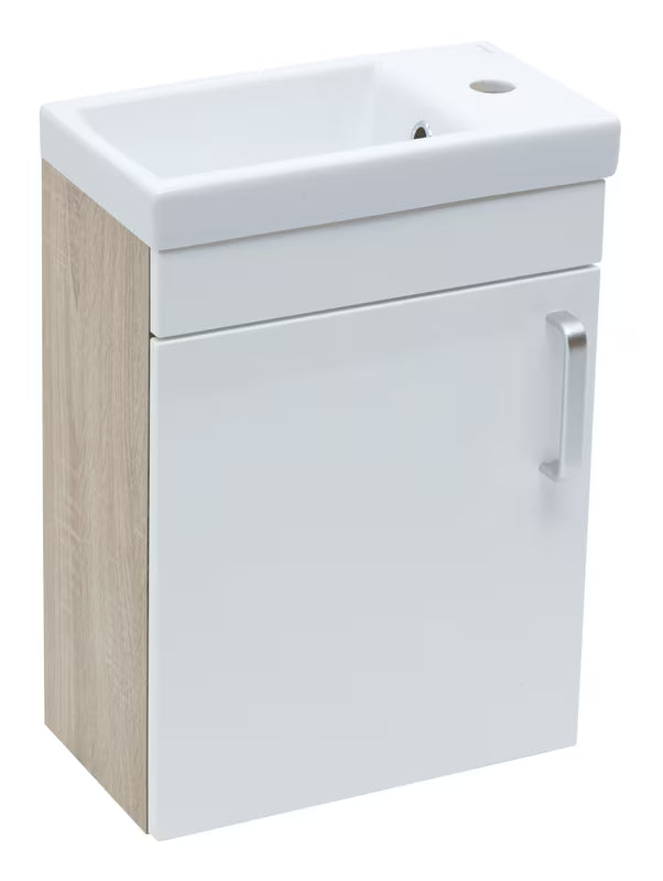 Bijela viseća kupaonski ormarić Naturel Vario Dekor s keramičkim umivaonikom 40x50x22 cm