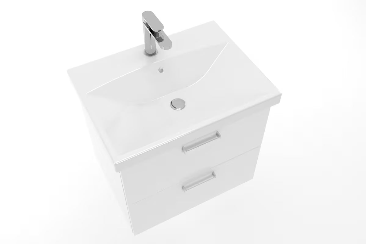 Bijeli viseća ormarić s keramičkim umivaonikom Naturel Vario Dekor