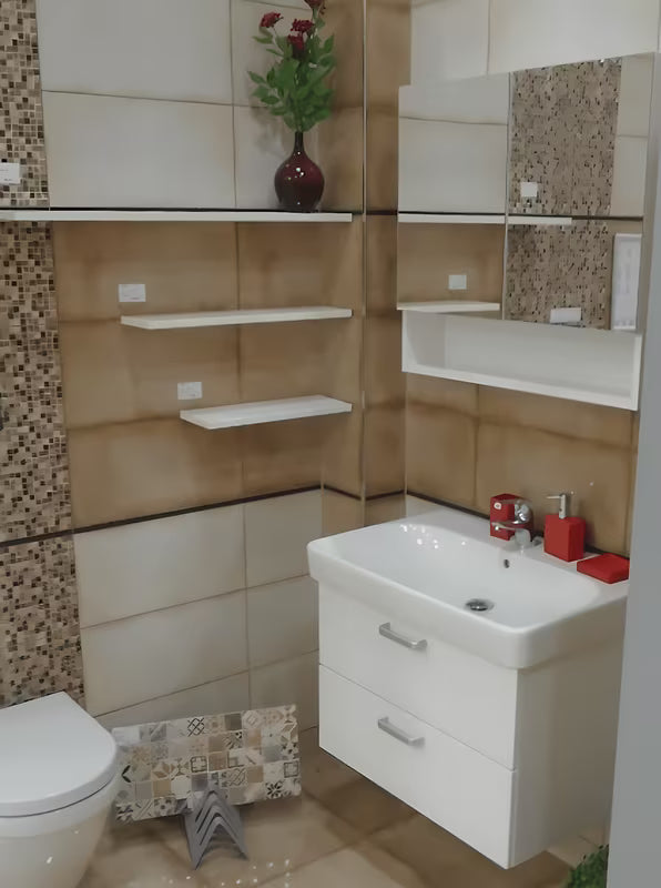 Ormarić s Ogledalom Naturel Vario Dekor 75x68,6 cm u mat bijeloj boji sa staklenim policama