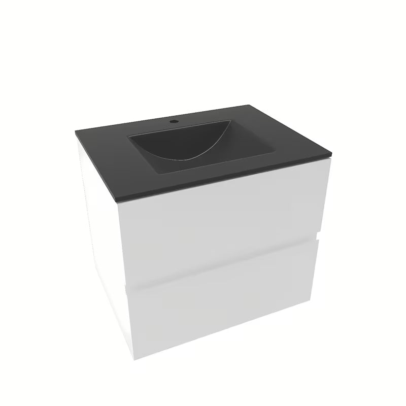 Bijela viseća kupaonski ormarić Naturel Verona s keramičkim umivaonikom i otvaranjem bez ručkica