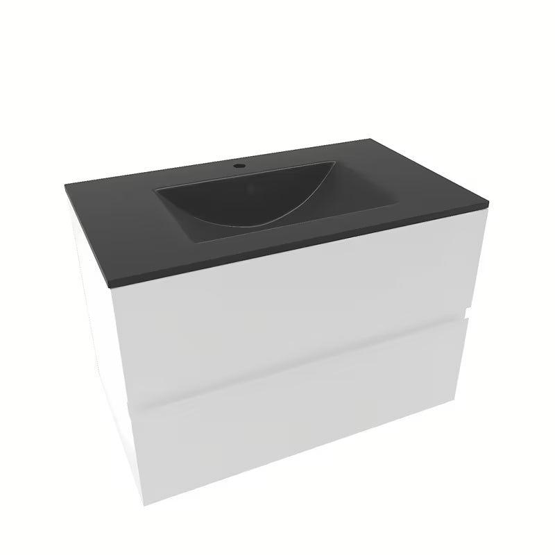 Bijela viseća kupaonski ormarić Naturel Verona s keramičkim umivaonikom i ladicama