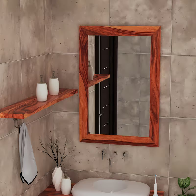 Polica za zid Naturel Wood od masivnog palisandra s mat površinom i izraženom teksturom drva.