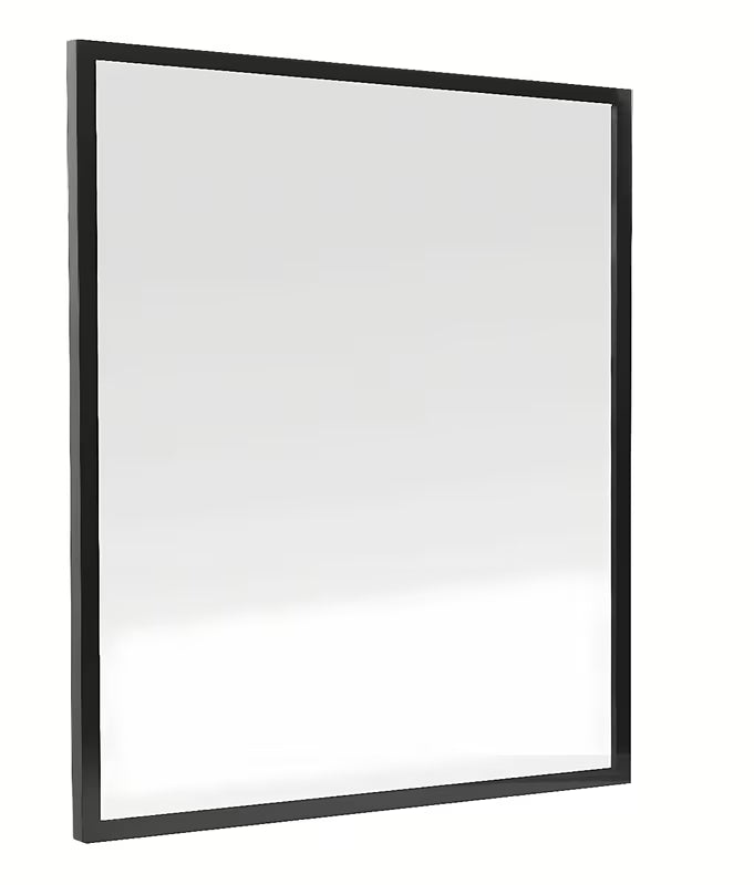 Kupaonsko ogledalo Naturel s crnim aluminijskim okvirom, dimenzije 80 x 80 cm.