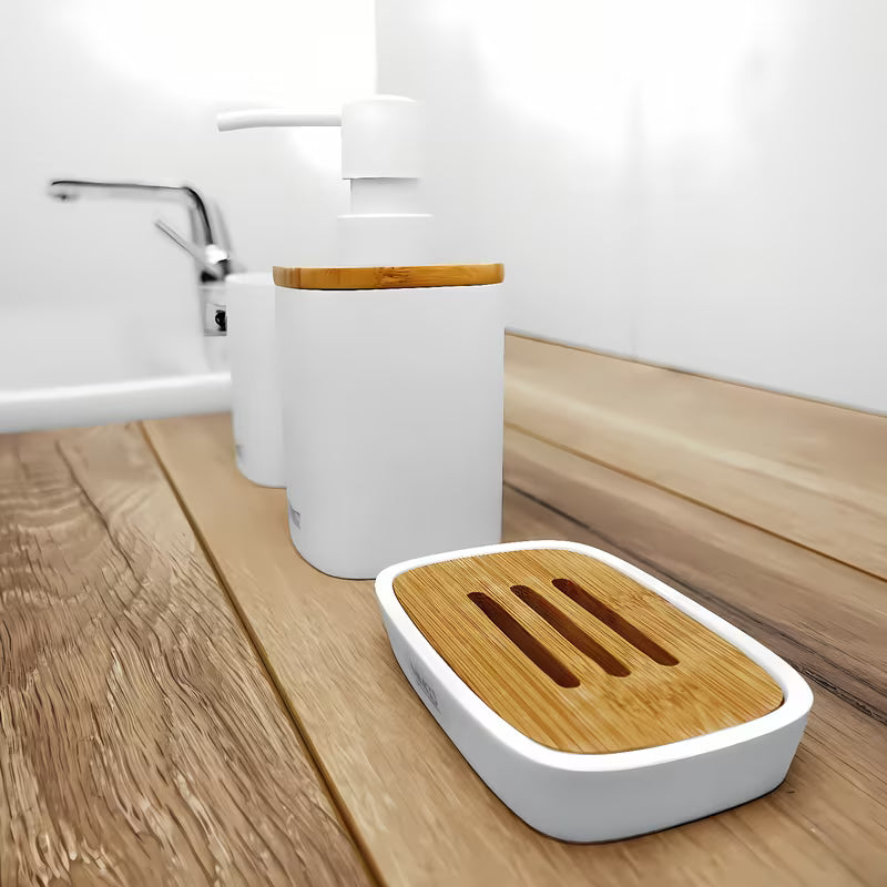 Bijeli samostojeći držač četkica za zube Nimco Badu od polirezina (tvrda plastika).