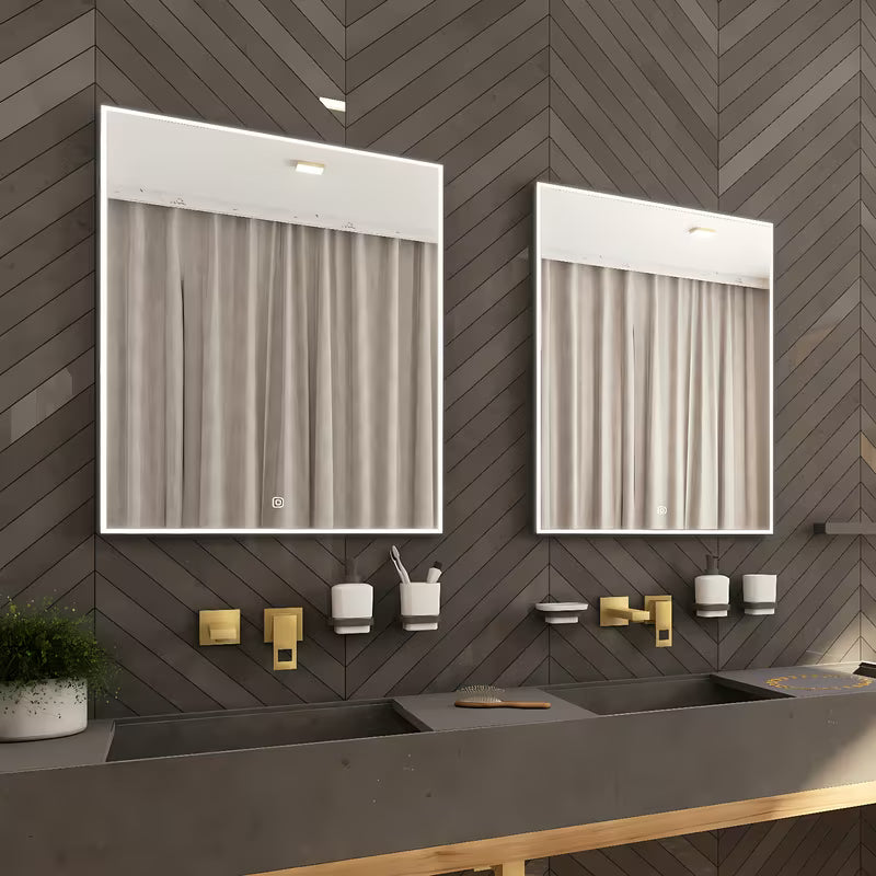 Nimco s pozadinskim osvjetljenjem LED ogledalo 60x80 cm u crnoj izvedbi s osvjetljenjem po obodu