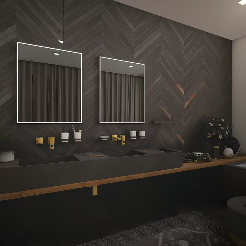 Nimco s pozadinskim osvjetljenjem LED ogledalo 60x80 cm u crnoj izvedbi s osvjetljenjem po obodu