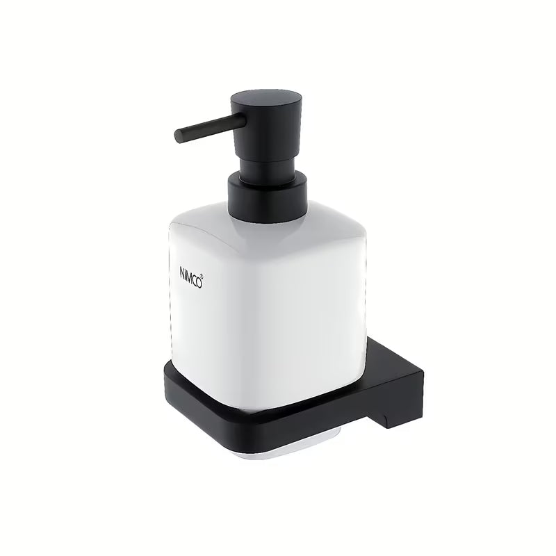 Nimco Maya dozator za tekući sapun u mat crnoj obradi s keramičkom posudicom