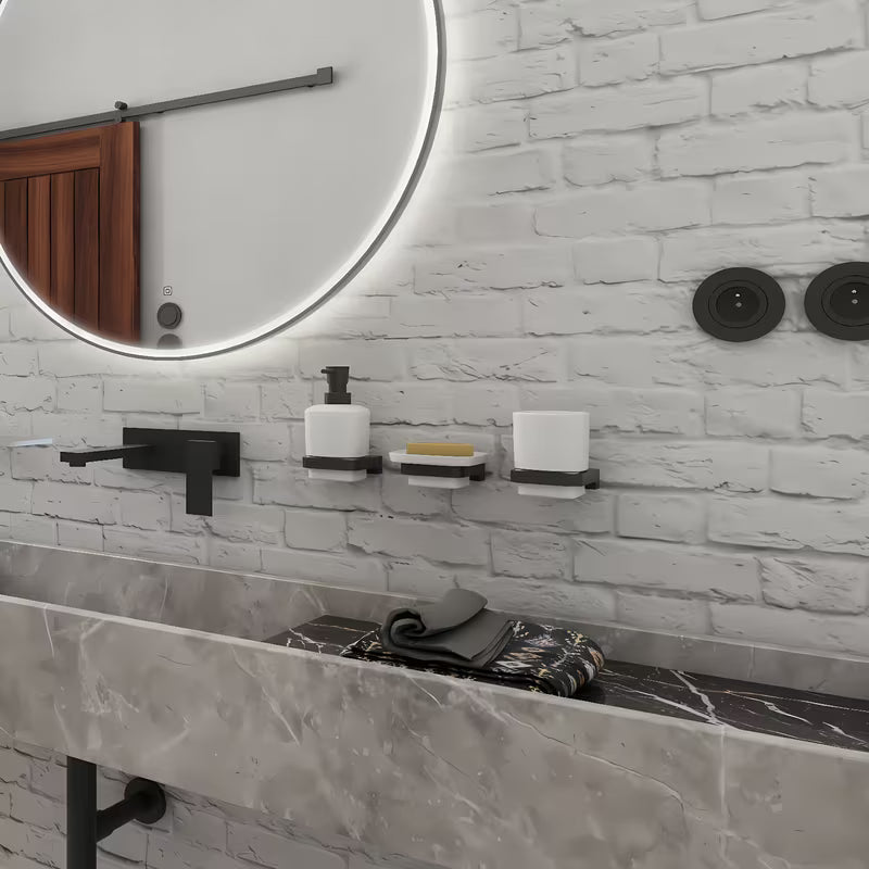 Nimco Maya dozator za tekući sapun u mat crnoj obradi s keramičkom posudicom