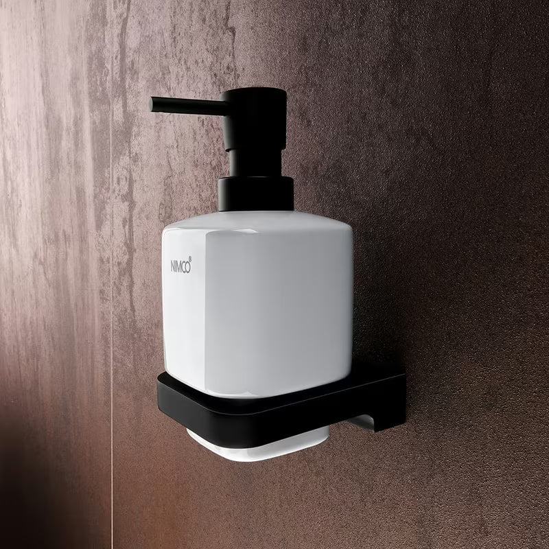 Nimco Maya dozator za tekući sapun u mat crnoj obradi s keramičkom posudicom