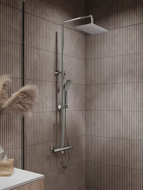 Novaservis Metalia 54 tuš sustav s termostatskom miješalicom u krom izvedbi s nadglavnim tušem 300x200 mm
