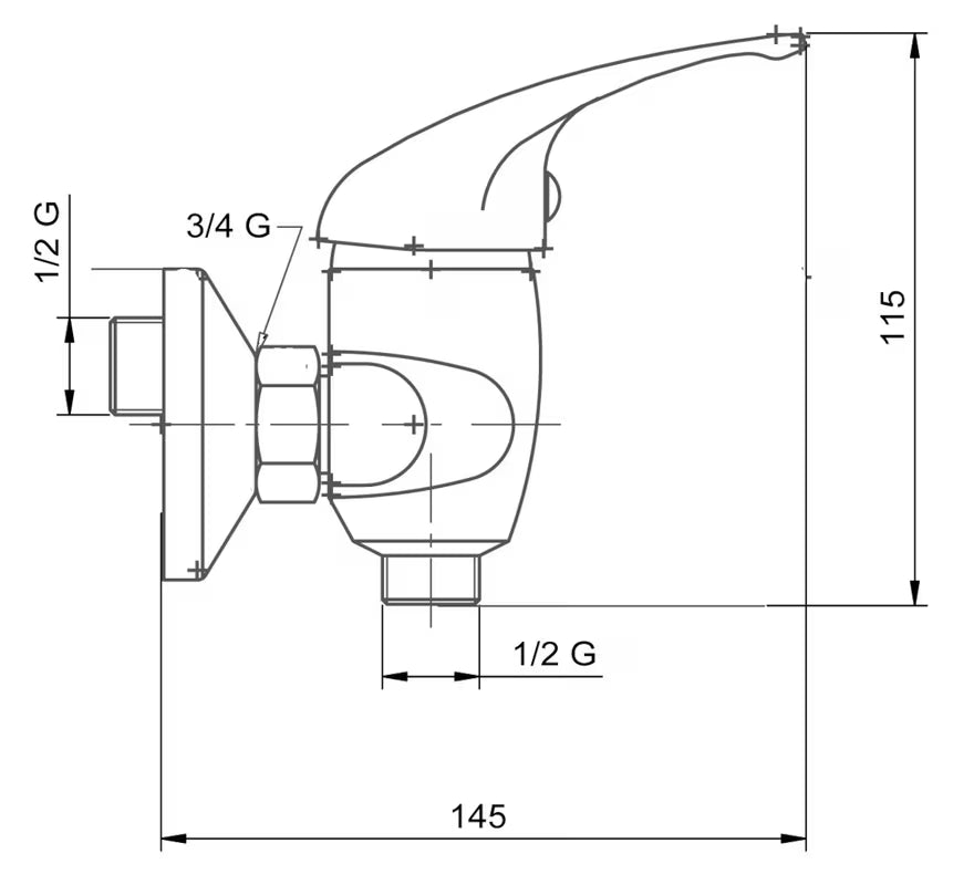 Zidna jednoručna baterija miješalica za tuš Novaservis Metalia 55 u kromu s tuš setom