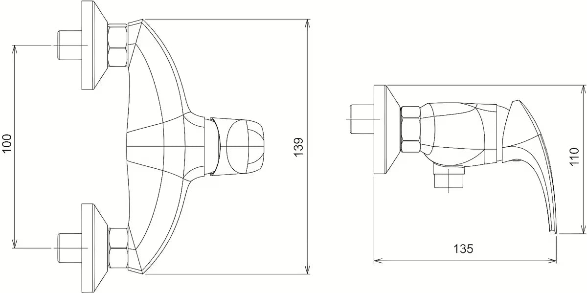 Kromirana zidna jednoručna baterija miješalica za tuš Novaservis Metalia 57 bez tuš seta.