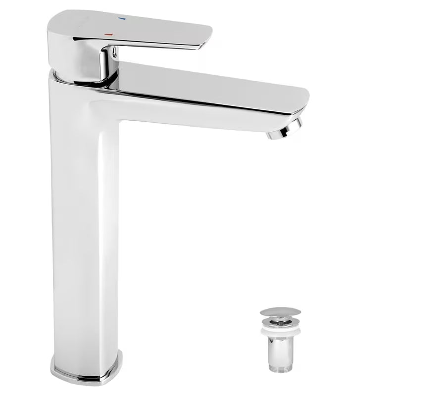 Novaservis Metalia 58 visoka jednoručna baterija miješalica za umivaonik s odvodom u krom izvedbi