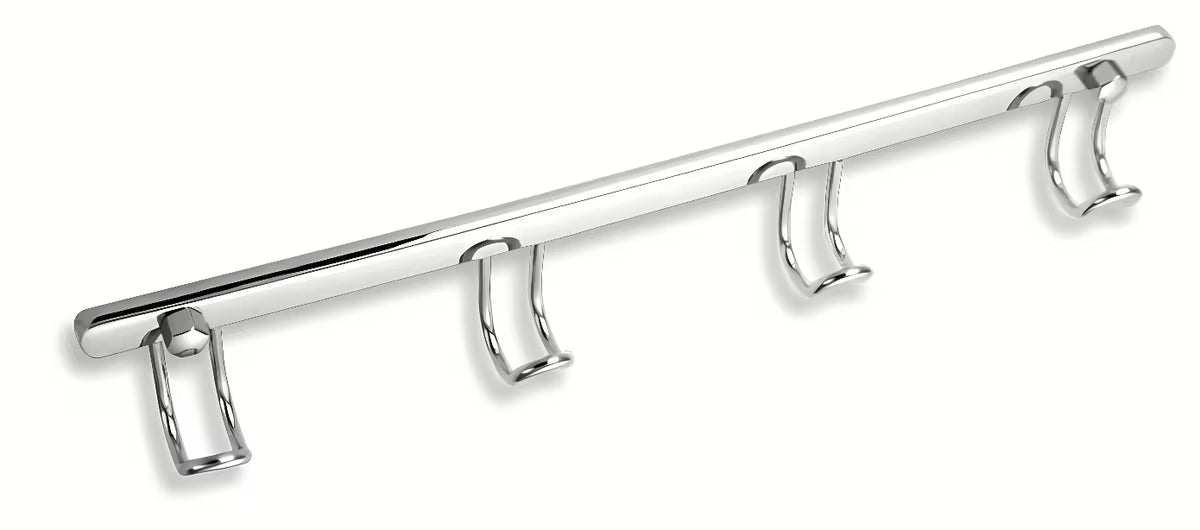 Kromirani vješalice s 4 kukica Novaservis Metalia pro za kupaonicu, s montažom bušenjem