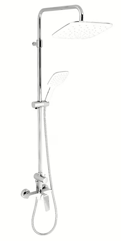 Tuš sustav Novaservis u krom-bijeloj izvedbi sa zidnom miješalicom