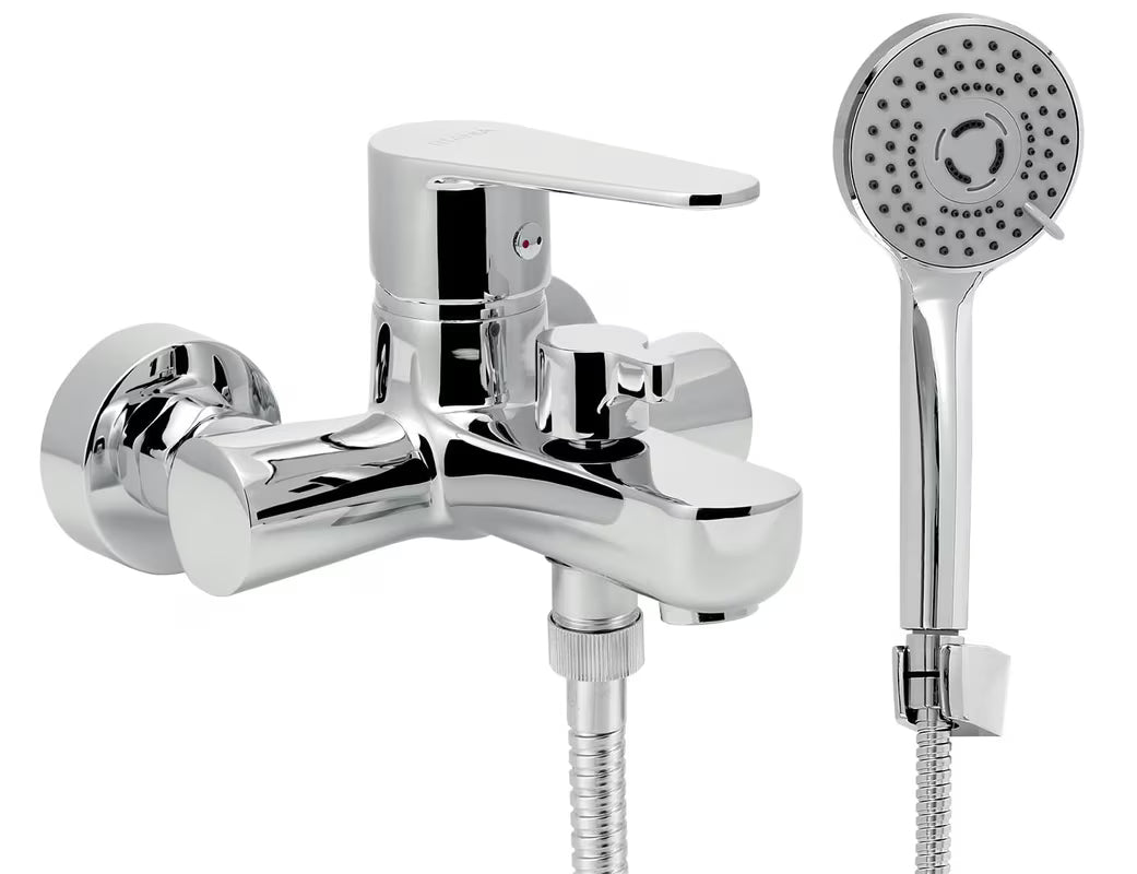 Kromirana zidna miješalica za kadu Novaservis Titania Fresh Eco s tuš setom
