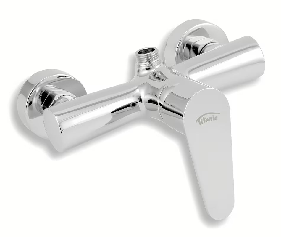 Kromirana jednoručna baterija miješalica za tuš Novaservis Titania Fresh pro za zidnu montažu.