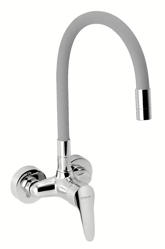 Novaservis Titania Iris New jednoručna baterija zidna miješalica za sudoper sa silikonskim izljevom u srebrnosivo-krom izvedbi