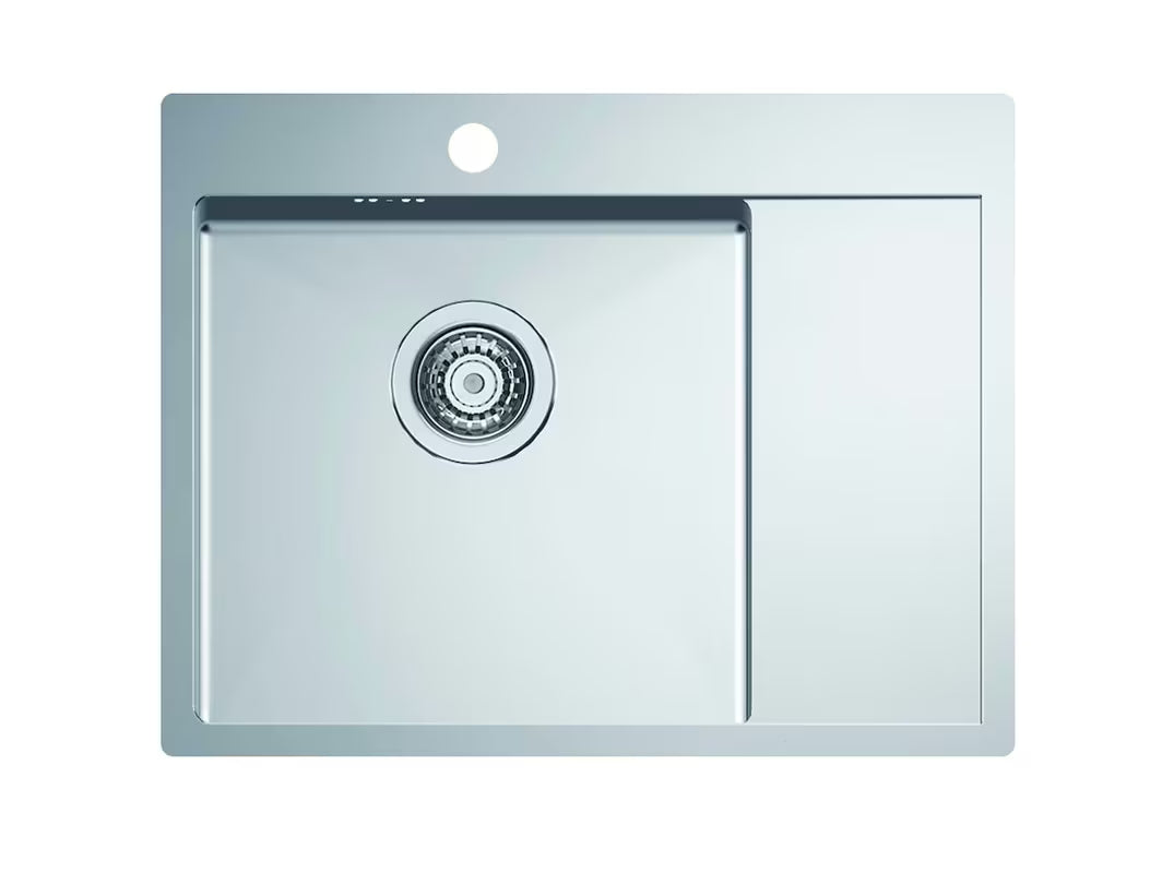 Optima Carlos inox kuhinjski jednostruki sudoper s ocjeđivačem, gornja ugradnja, sjajni saten, korito lijevo