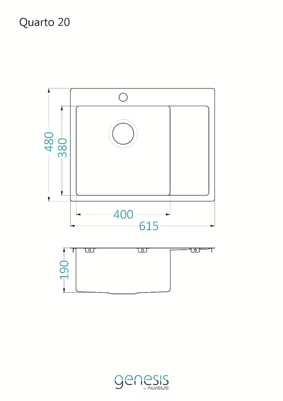Optima Carlos inox kuhinjski jednostruki sudoper s ocjeđivačem, gornja ugradnja, sjajni saten, korito lijevo