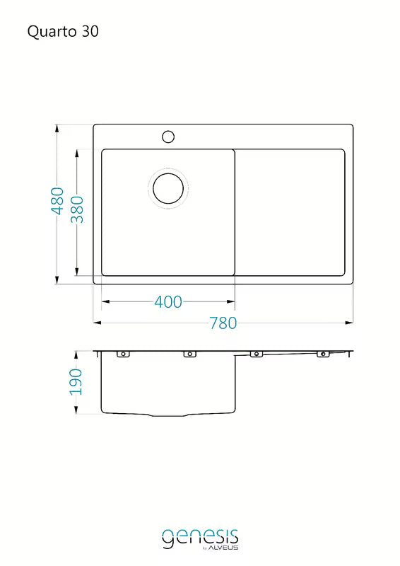 Inox kuhinjski jednostruki sudoper Optima Carlos s ocjeđivačem pro ugradnja odozgo na radnu ploču
