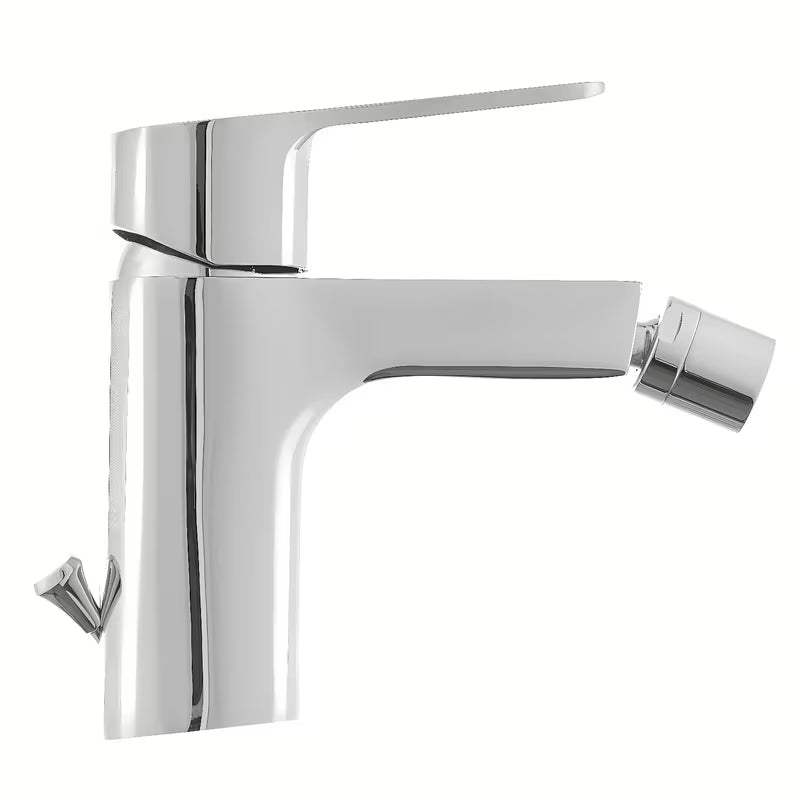 Kromirana jednoručna baterija stojeća miješalica za bide Optima Cube Way s odvodom i fleksibilnim perlatorom