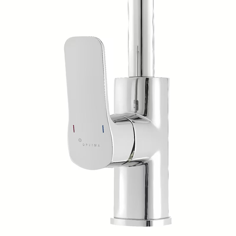 Kromirana jednoručna baterija stojeća miješalica za sudoper Optima Cube Way sa zakretnim izljevom