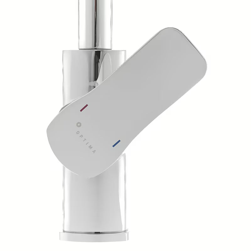 Kromirana jednoručna baterija stojeća miješalica za sudoper Optima Cube Way sa zakretnim izljevom