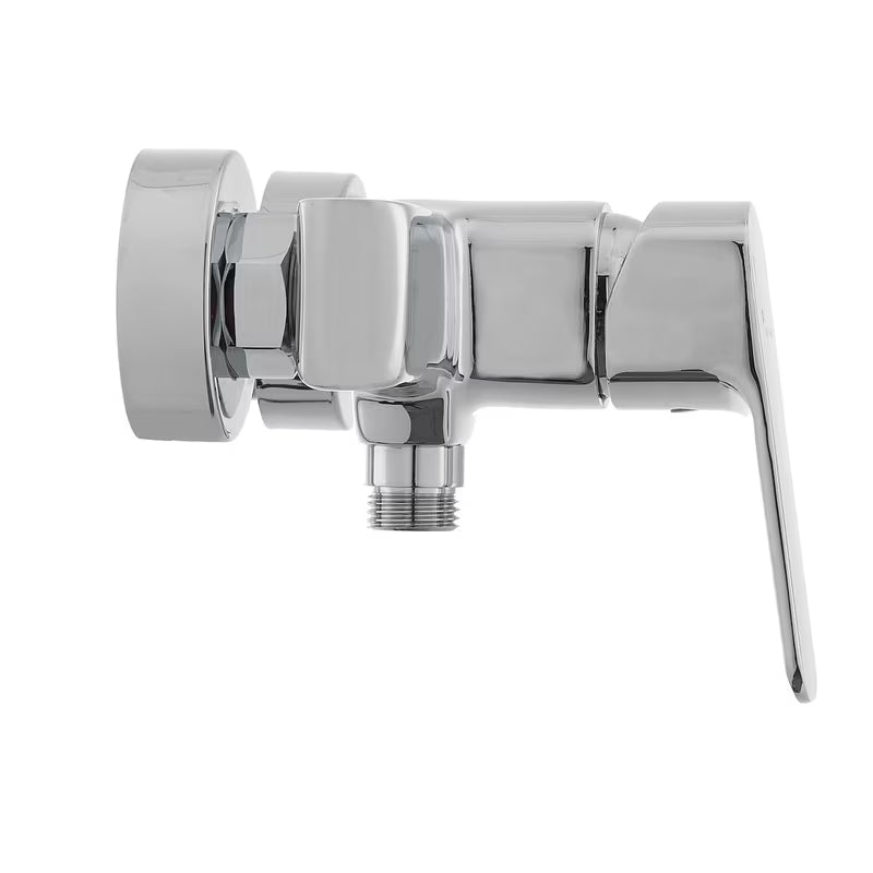 Zidna jednoručna baterija miješalica za tuš Optima Cube Way u krom izvedbi zaobljenog modernog dizajna.