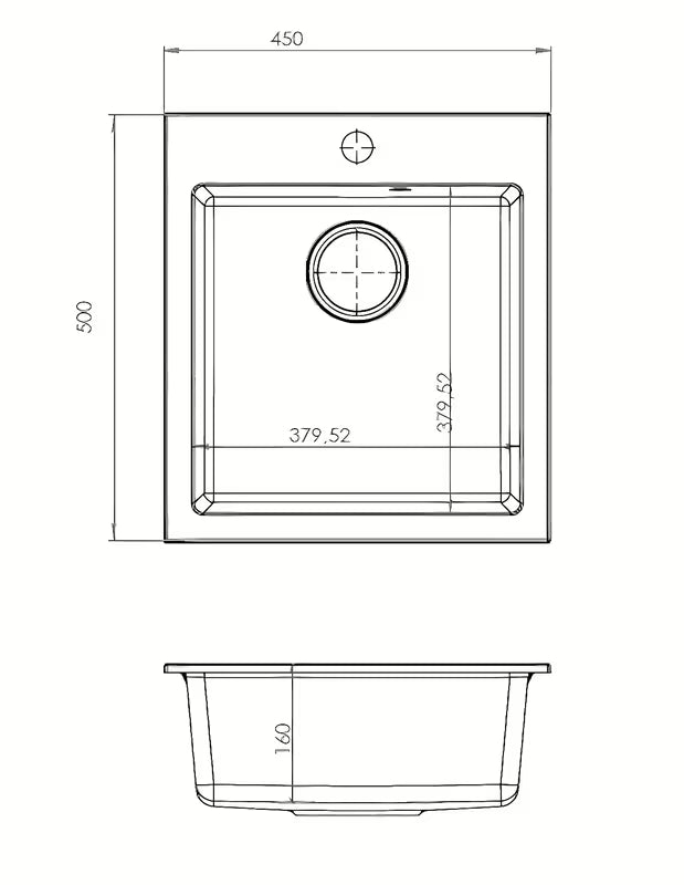 Granitni sudoper Optima Pablo pro za nadgradnu ugradnju, bež mat izvedba