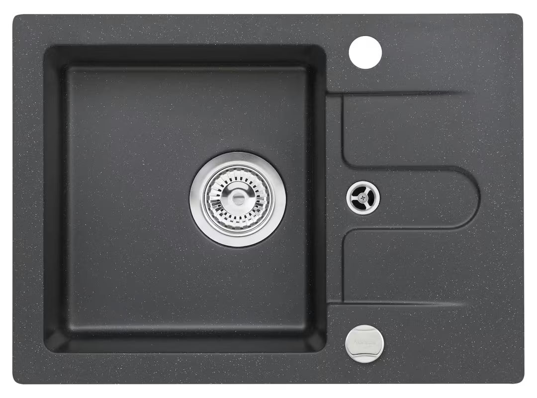 Crni granitni sudoper Optima Pablo s ocjeđivačem pro za nadgradnu ugradnju na radnu ploču.