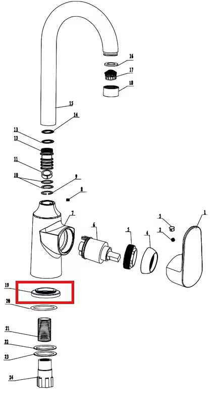 Osnovni prsten SIKO Lucida kao originalni zamjenski dio pro za tuš slavinu SIKOBSLU280.