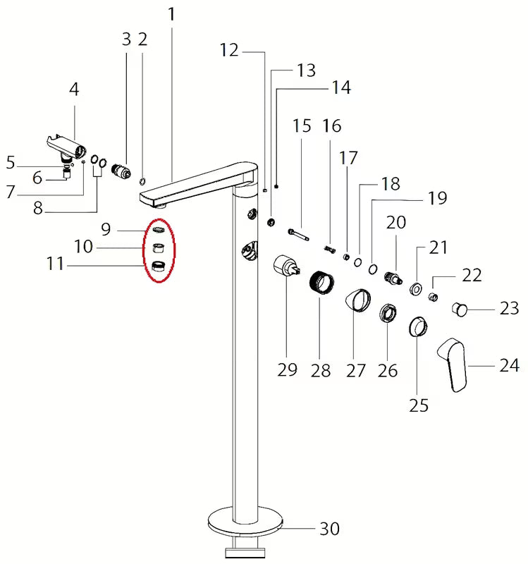 Perlator Optima pro za prozračivanje mlaza i uštedu vode pri korištenju baterije