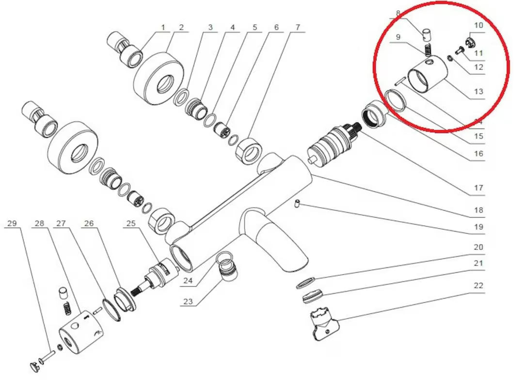Zamjenska ručica za termostatske miješalice Optima pro za regulaciju temperature