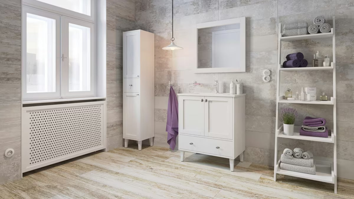 Bijeli keramički dozator sapuna Optima Provence pro kupaonicu u francuskom provansalskom stilu.