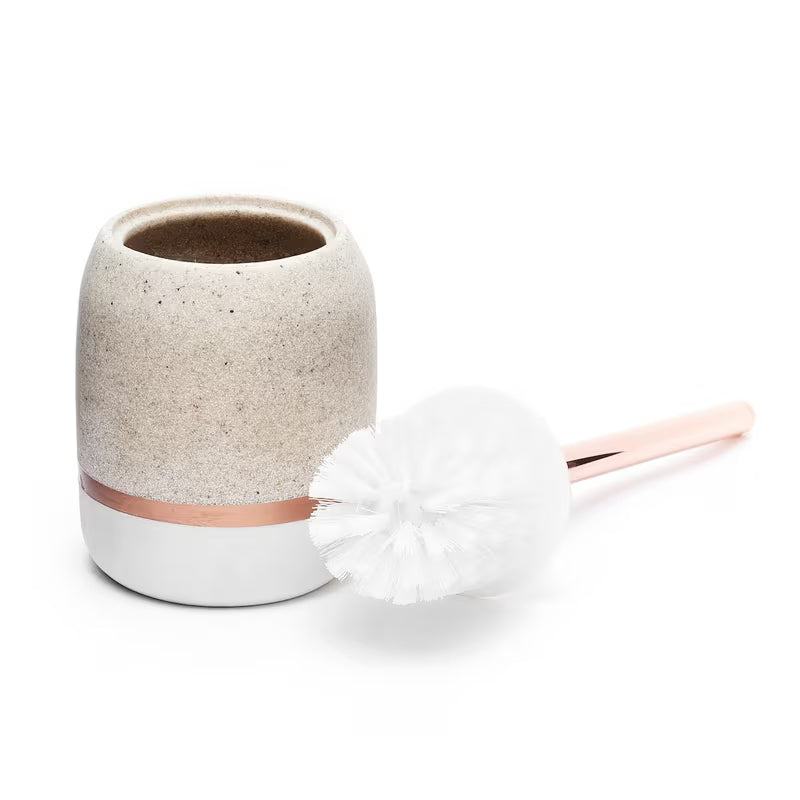 Samostojeći ČETKA za Wc Optima Tera u dekoru light-limestone s držačem u boji rose gold.