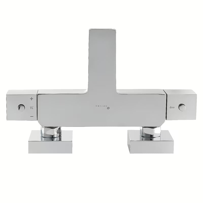 Kromirana termostatska miješalica za kadu Optima Chrome četvrtastog dizajna sa sigurnosnim graničnikom na 38 °C