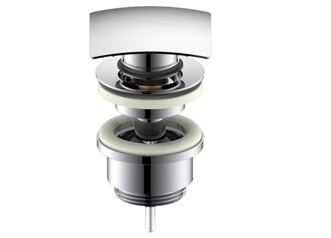 Optima Chrome umivaonička odvod ClickClack s kvadratnom kromiranom kapom pro umivaonici s preljevom